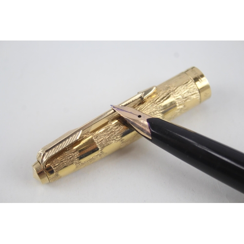 489 - Vintage Parker 65 Gold Plated Caded Fountain Pen w/ 14ct Nib WRITING (25g)