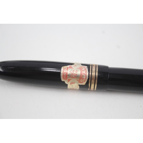 498 - Vintage MABIE TODD Swan Leverless Black Fountain Pen w/ 14ct Gold Nib WRITING