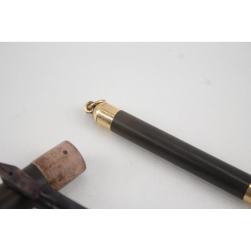 499 - Vintage MABIE TODD Swan Self Filler Ladies Brown Fountain Pen w 14ct Nib WRITING