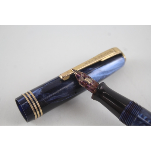 500 - Vintage Waterman 513 Navy Lacquer Fountain Pen w/ 14ct Gold Nib WRITING