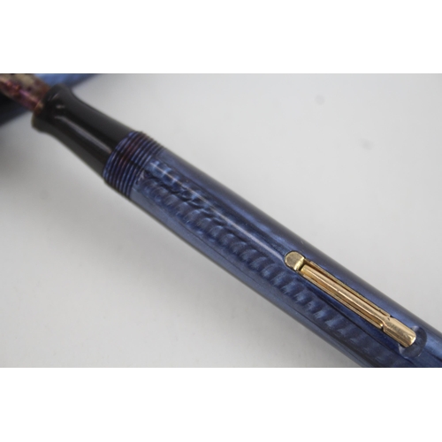 500 - Vintage Waterman 513 Navy Lacquer Fountain Pen w/ 14ct Gold Nib WRITING