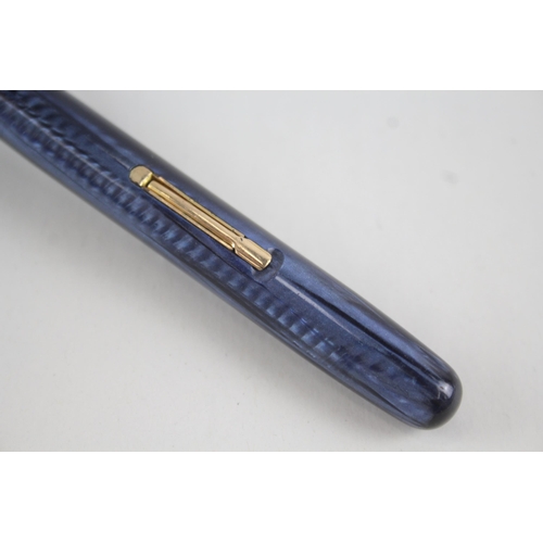 500 - Vintage Waterman 513 Navy Lacquer Fountain Pen w/ 14ct Gold Nib WRITING