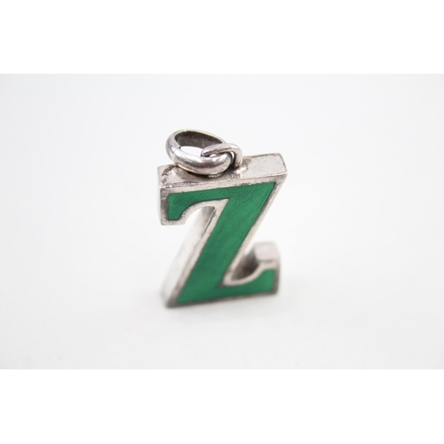 Silver enamel initial Z pendant by designer Gucci (23g)