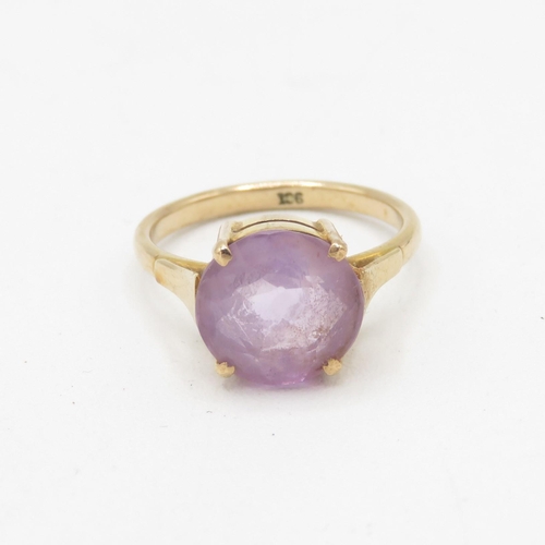 41 - 9ct rose gold vintage amethyst set cocktail ring (2.7g) Size  L 1/2