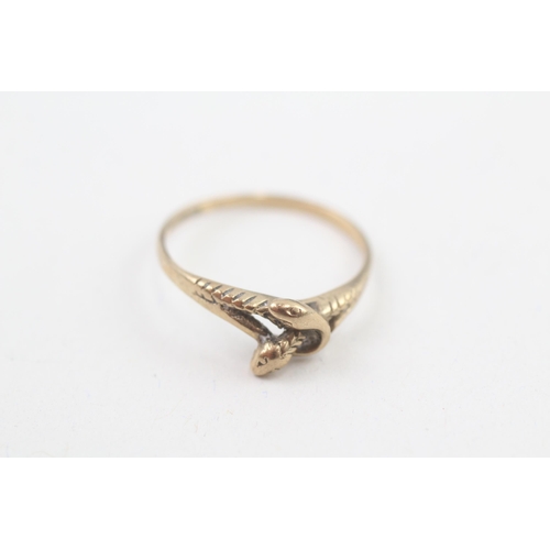 21 - 9ct gold vintage double coiled snake ring (1.2g) Size  O