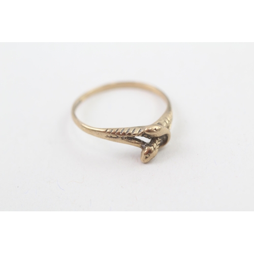 21 - 9ct gold vintage double coiled snake ring (1.2g) Size  O