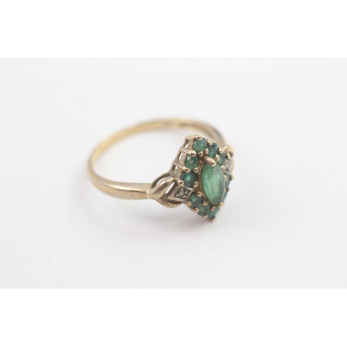 25 - 9ct gold emerald & diamond dress ring (2.4g) Size  P