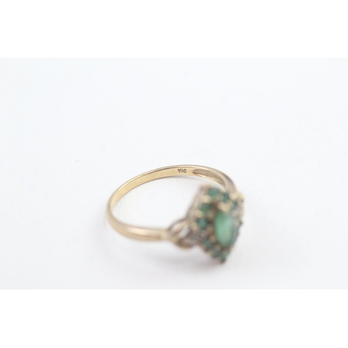 25 - 9ct gold emerald & diamond dress ring (2.4g) Size  P