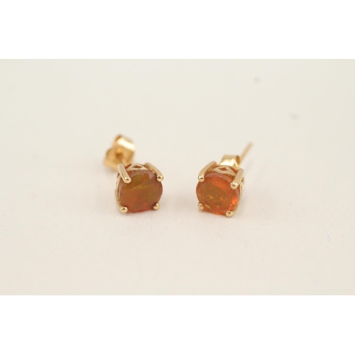 38 - 9ct gold orange gemstone stud earrings with scroll backs (1.3g)