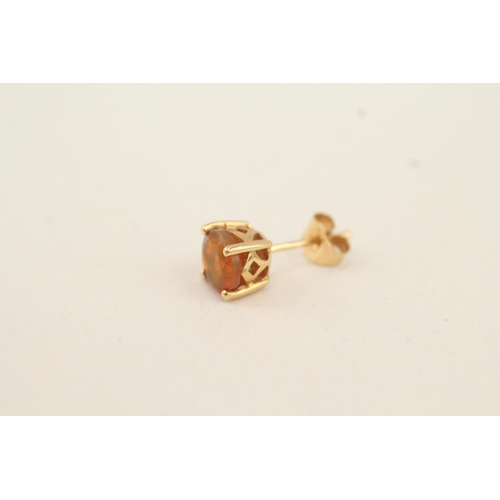 38 - 9ct gold orange gemstone stud earrings with scroll backs (1.3g)