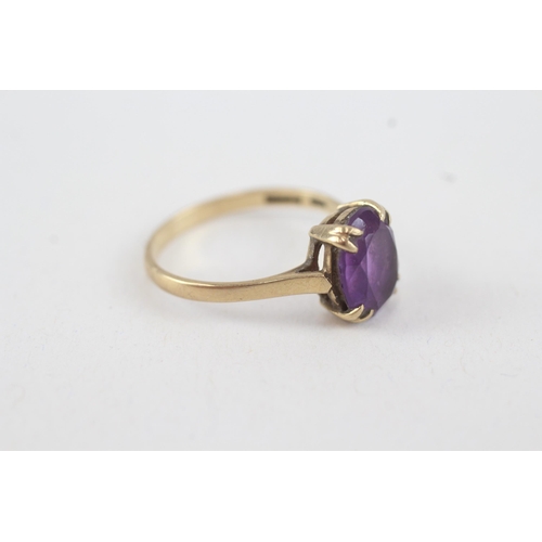 57 - 9ct gold vintage oval cut amethyst dress ring (2g) Size  N