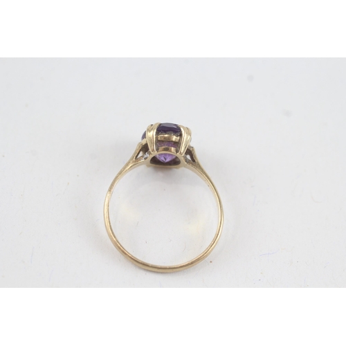 57 - 9ct gold vintage oval cut amethyst dress ring (2g) Size  N