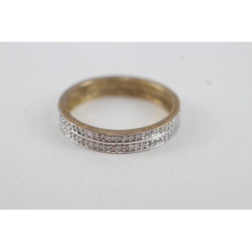 62 - 9ct gold diamond two row full eternity ring, claw set (2.9g) Size  T