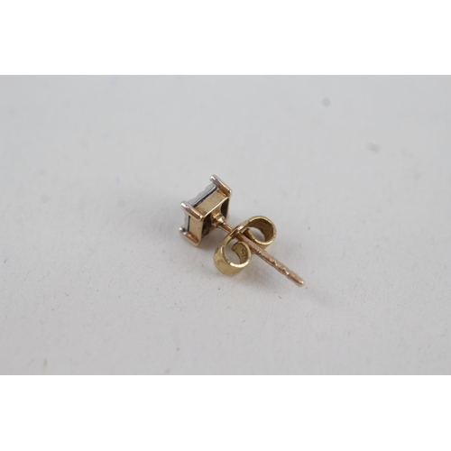 73 - 9ct gold diamond stud earrings with scroll backs (1.1g)