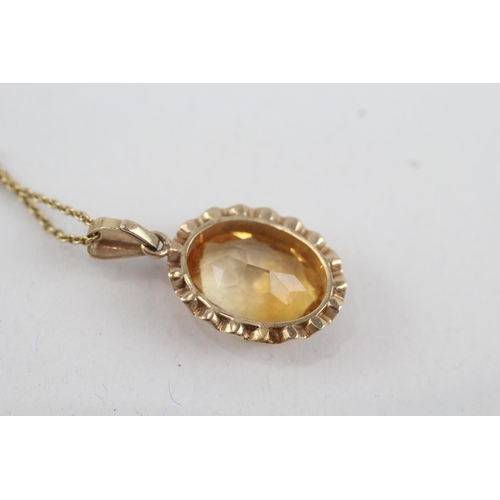 80 - 9ct gold vintage citrine pendant necklace (3.8g)