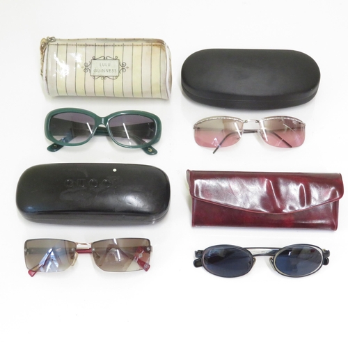 520 - 4 x Designer Sunglasses including Gucci, Lulu Guinness, Giorgio Armani, Ted Baker  - All with Cases