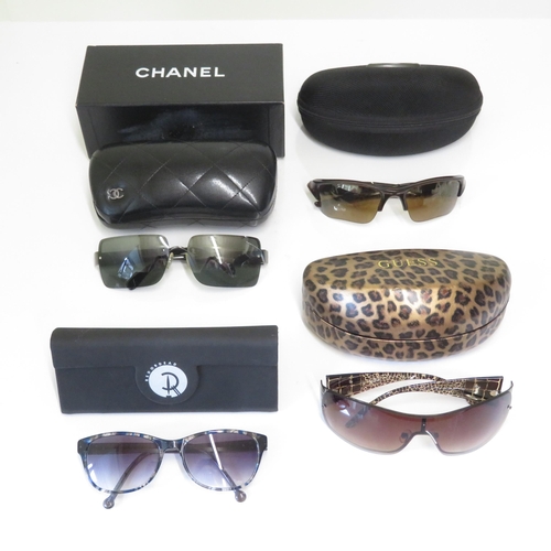 522 - 4 x Designer Sunglasses including Oakley, Chanel, Red or Dead, Guess  - All with Cases