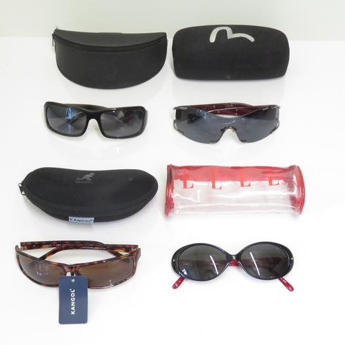 529 - 4 x Designer Sunglasses including Elle, Guard, Kangol, Evisu  - All with Cases