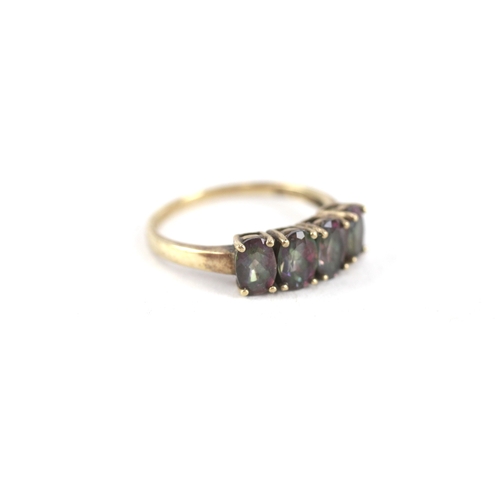 107 - 9ct gold mystic topaz four stone ring (2.1g) Size  P