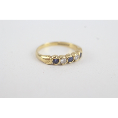 120 - 18ct gold diamond & sapphire five stone ring (2.6g) Size  L 1/2