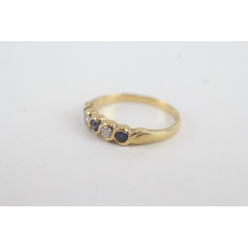 120 - 18ct gold diamond & sapphire five stone ring (2.6g) Size  L 1/2