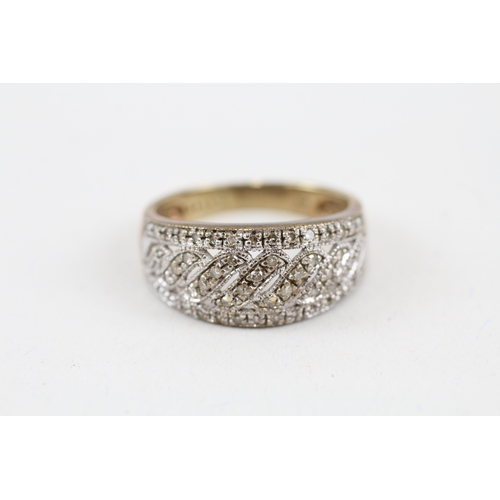 14 - 9ct gold diamond openwork dome ring (4g) Size  S