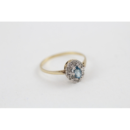 34 - 9ct gold diamond & topaz oval cluster ring (1.6g) Size  P