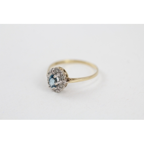 34 - 9ct gold diamond & topaz oval cluster ring (1.6g) Size  P