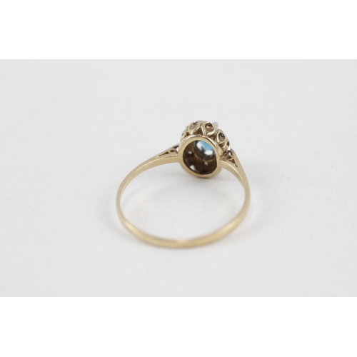 34 - 9ct gold diamond & topaz oval cluster ring (1.6g) Size  P