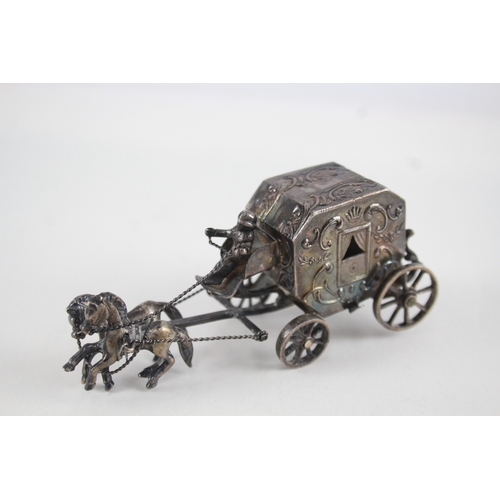 364 - Antique Victorian 1894 London Sterling Silver Miniature Horse Drawn Carriage 86g