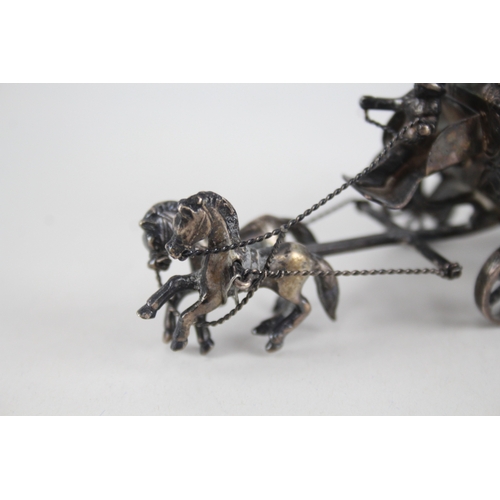 364 - Antique Victorian 1894 London Sterling Silver Miniature Horse Drawn Carriage 86g