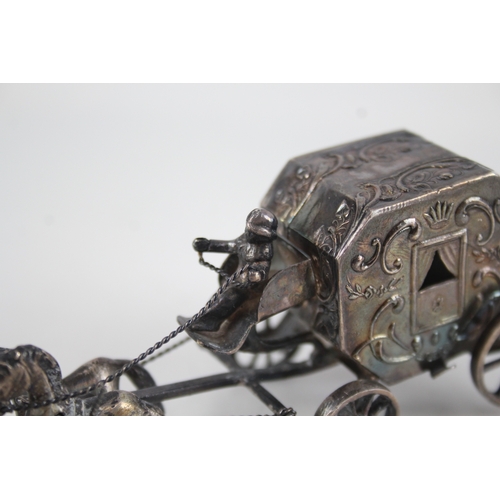 364 - Antique Victorian 1894 London Sterling Silver Miniature Horse Drawn Carriage 86g