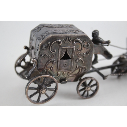 364 - Antique Victorian 1894 London Sterling Silver Miniature Horse Drawn Carriage 86g