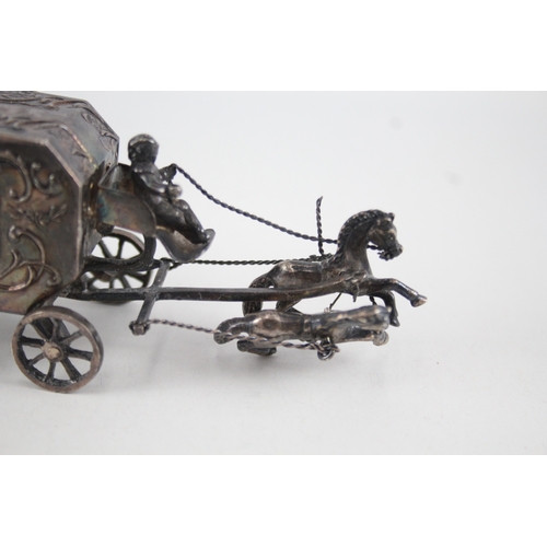 364 - Antique Victorian 1894 London Sterling Silver Miniature Horse Drawn Carriage 86g