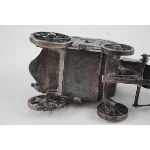 364 - Antique Victorian 1894 London Sterling Silver Miniature Horse Drawn Carriage 86g
