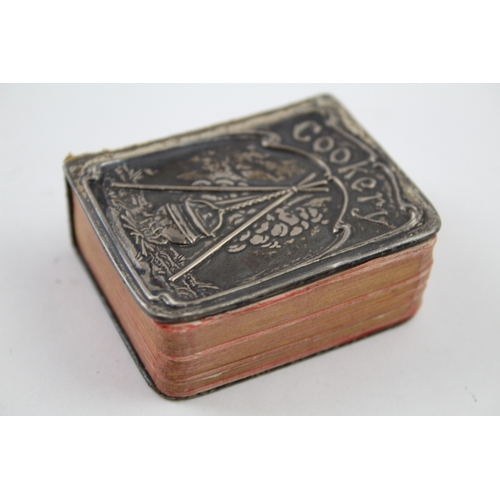 373 - Antique Edwardian 1906 Chester Sterling Silver Covered Miniature Cookbook 38g