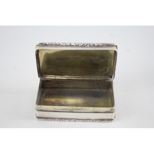 374 - Antique Victorian 1853 Birmingham Sterling Silver Rectangular Snuff Box (60g)