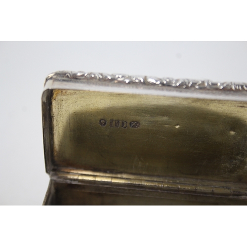 374 - Antique Victorian 1853 Birmingham Sterling Silver Rectangular Snuff Box (60g)