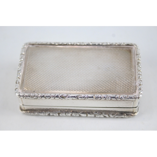 374 - Antique Victorian 1853 Birmingham Sterling Silver Rectangular Snuff Box (60g)