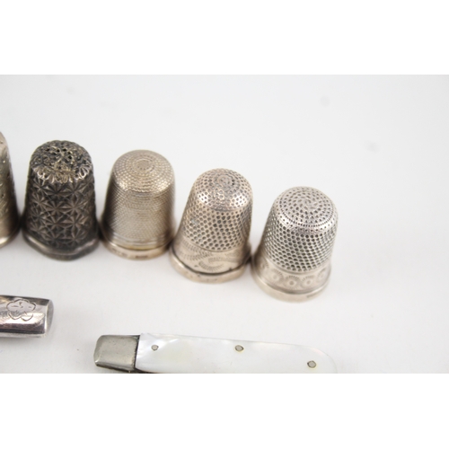 375 - 10 x Antique / Vintage Hallmarked .925 Sterling Silver Ladies Haberdashery (50g)