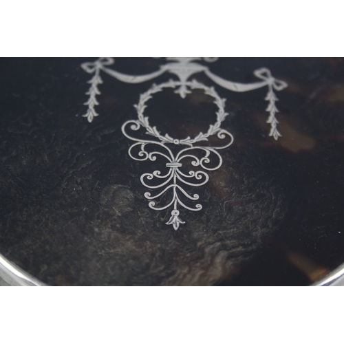 379 - 1922 London Sterling Silver & Pique Tortoiseshell Trinket / Jewellery Box 153g