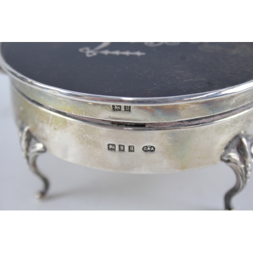 379 - 1922 London Sterling Silver & Pique Tortoiseshell Trinket / Jewellery Box 153g