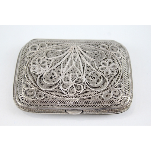 380 - Antique / Vintage .950 Silver Filigree Ladies Cigarette Case (81g)