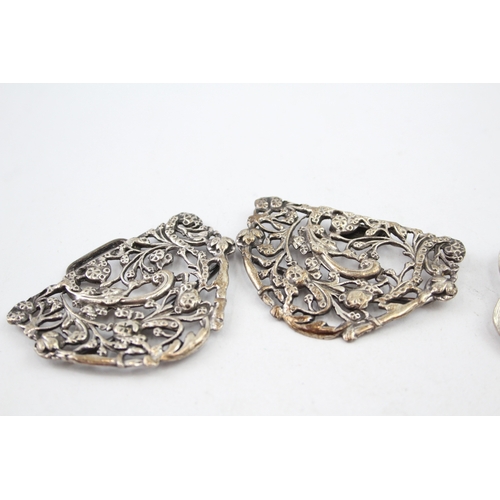 381 - 2 x Antique / Vintage .925 Sterling Silver Ladies Vanity Belt Buckles (82g)