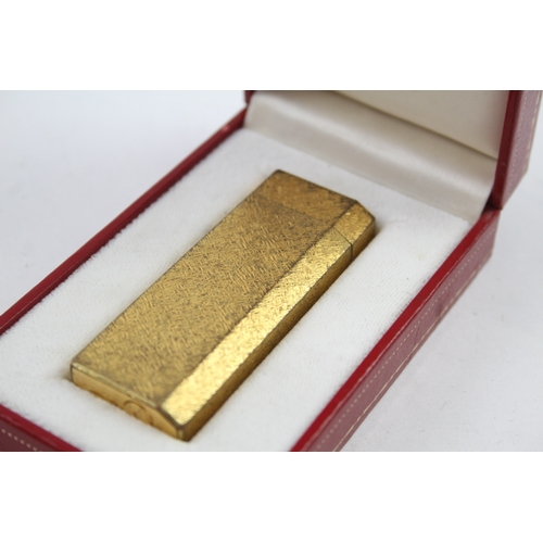 389 - Must De CARTIER Gold Plated Cigarette Lighter In Original Box