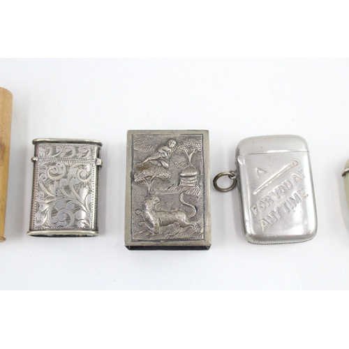 391 - Vesta Case Job Lot Inc Antique South Asian - Mauchline Ware Engraved Etc x 5