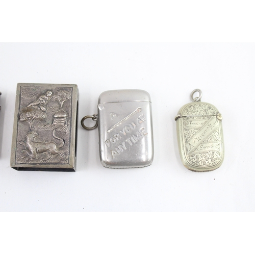 391 - Vesta Case Job Lot Inc Antique South Asian - Mauchline Ware Engraved Etc x 5