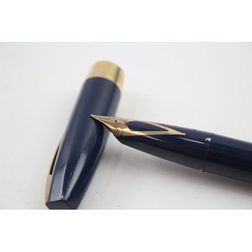 539 - Vintage Sheaffer PFM Pen For Men Navy Fountain Pen w/ 14ct Gold Nib WRITING