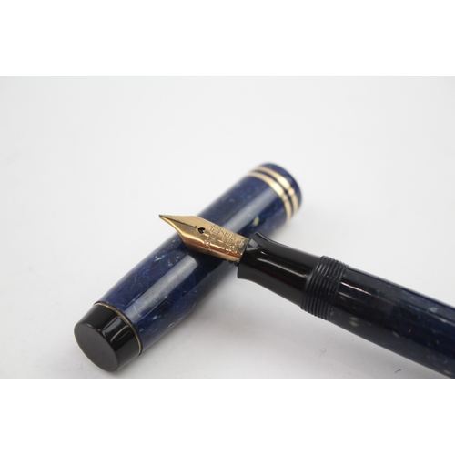 540 - Vintage Parker Duofold Special Lapis Blue Fountain Pen w/ 14ct Gold Nib WRITING