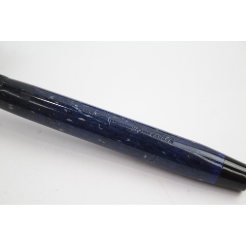 540 - Vintage Parker Duofold Special Lapis Blue Fountain Pen w/ 14ct Gold Nib WRITING